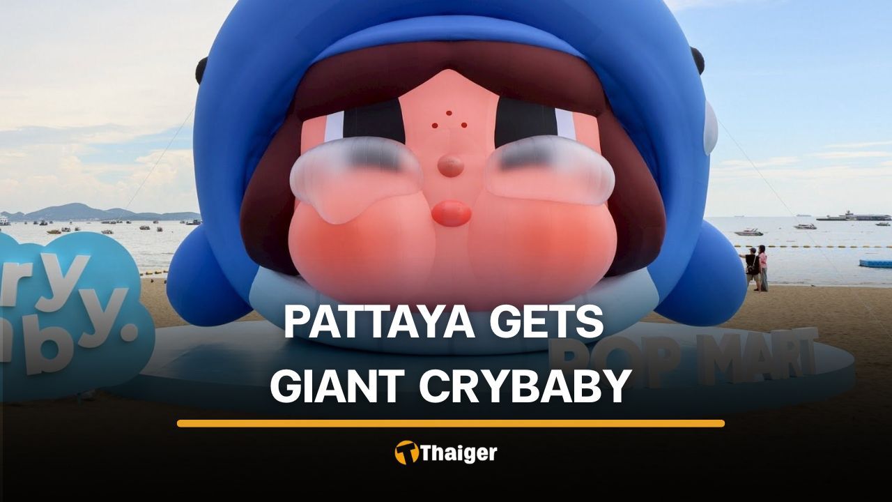 Ilustrasi pattaya pop untuk artikel Pattaya Pop di Pattaya Beach: Crybaby Raksasa Hiasi Pantai